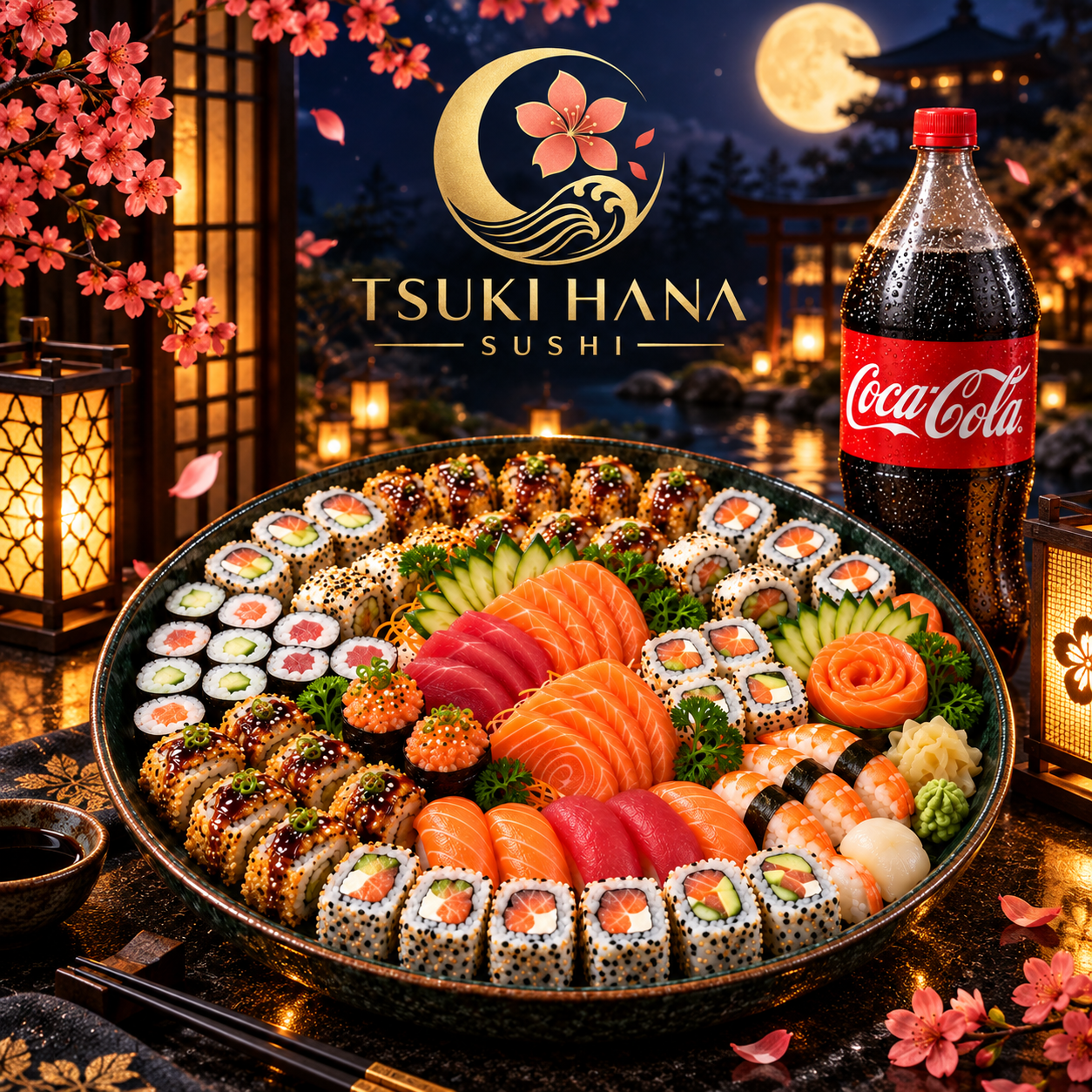 Banquete Flor da Lua — 80 Peças + Coca-Cola 2L